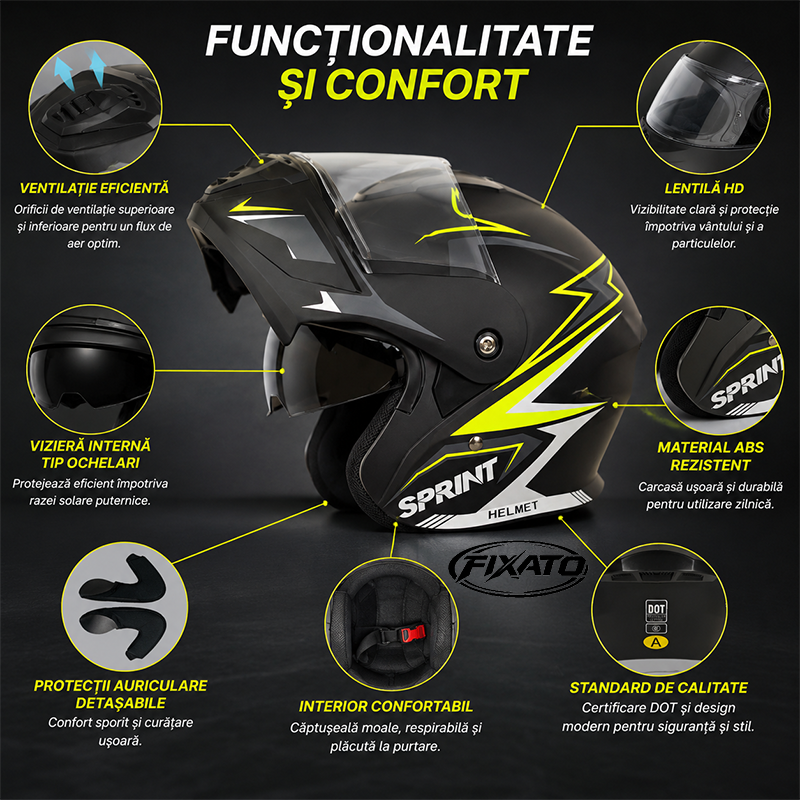 Casca Moto Flip Up Enduro Atv FIXATO