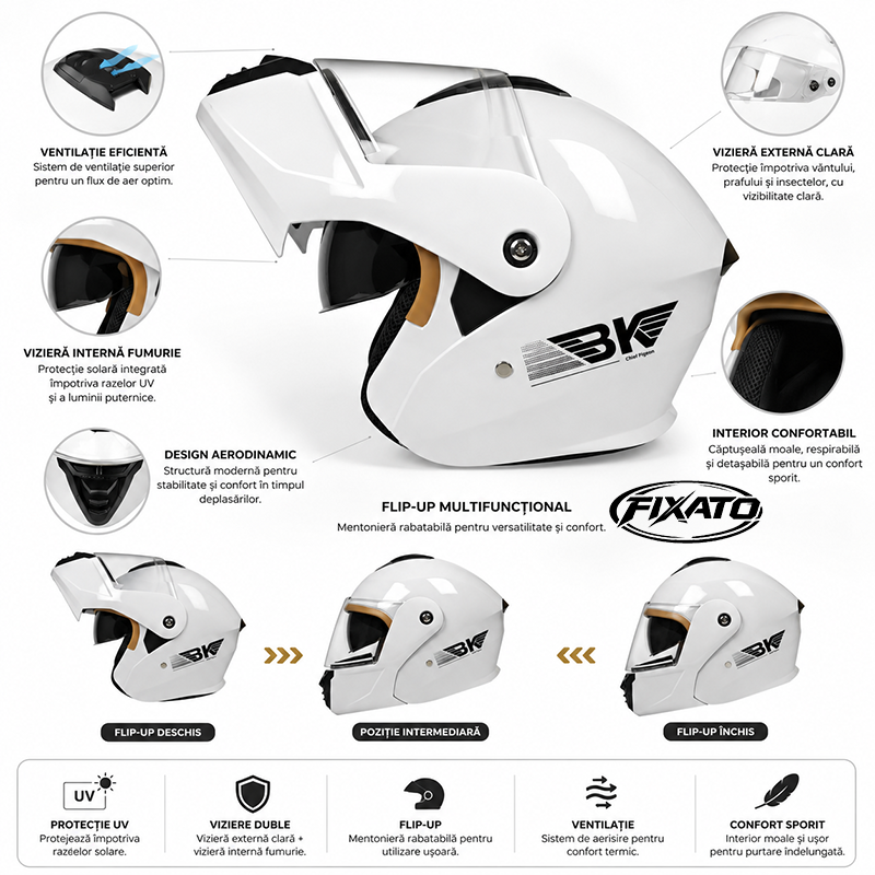 Casca Moto Scuter Flip Up ATV Cross Enduro FIXATO