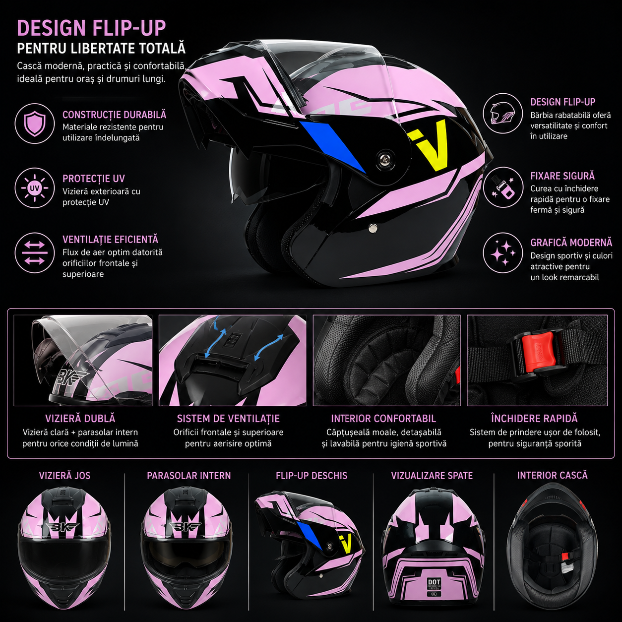 Casca Moto Scuter Flip-Up ATV Cross FIXATO