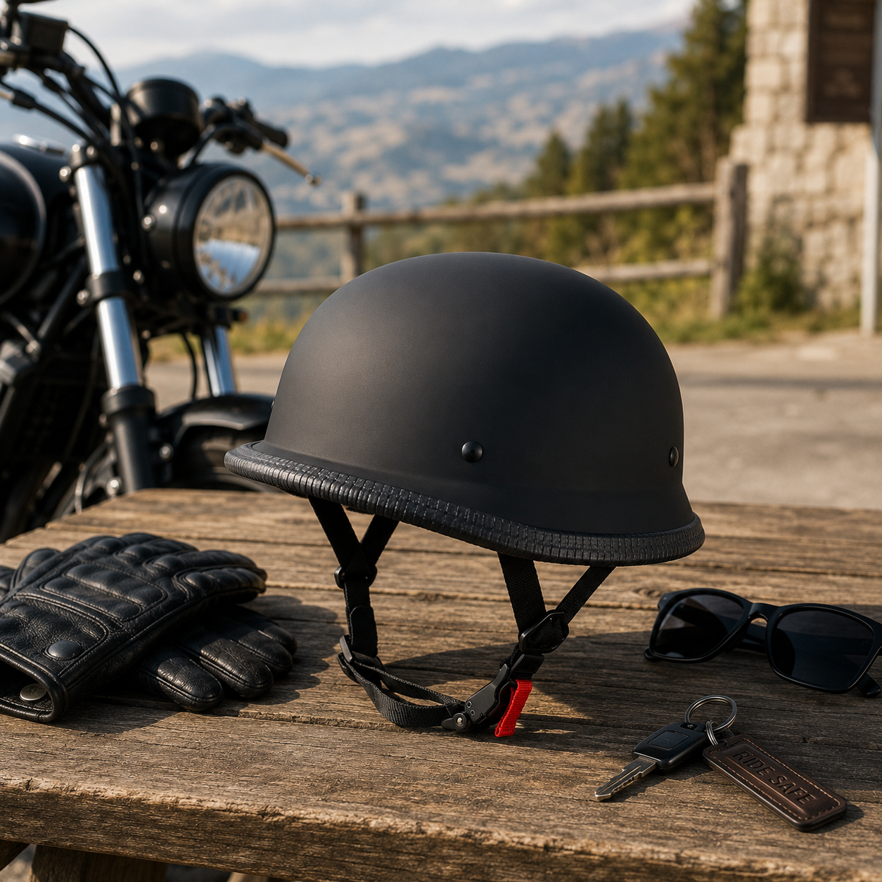 Casca Moto Scuter Retro German FIXATO Negru