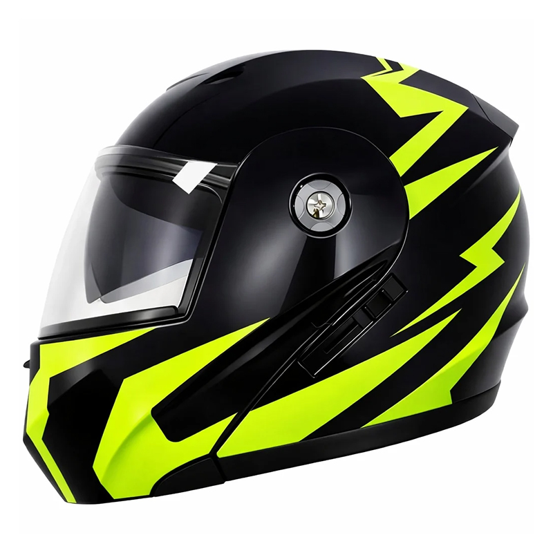 Casca Moto Scuter Flip-up Negru cu Verde FIXATO