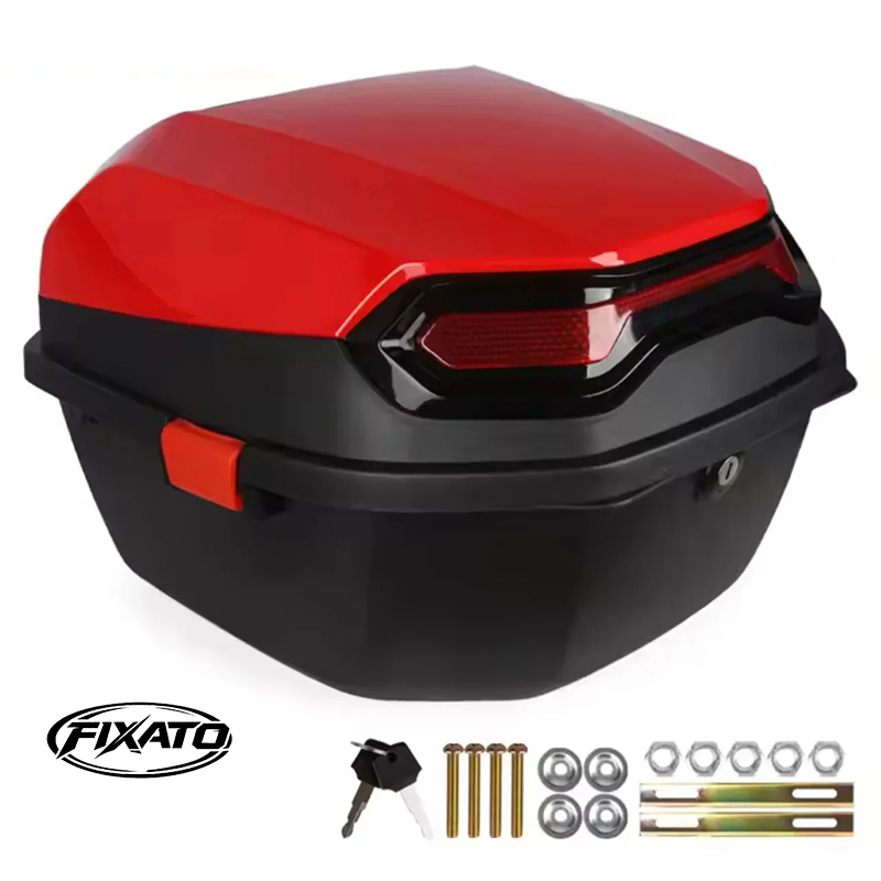 Cutie Portbagaj Moto Scuter FIXATO Negru cu Rosu