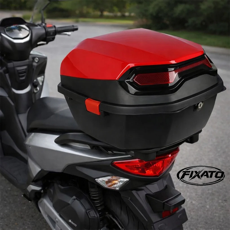 Cutie Portbagaj Moto Scuter FIXATO Negru cu Rosu