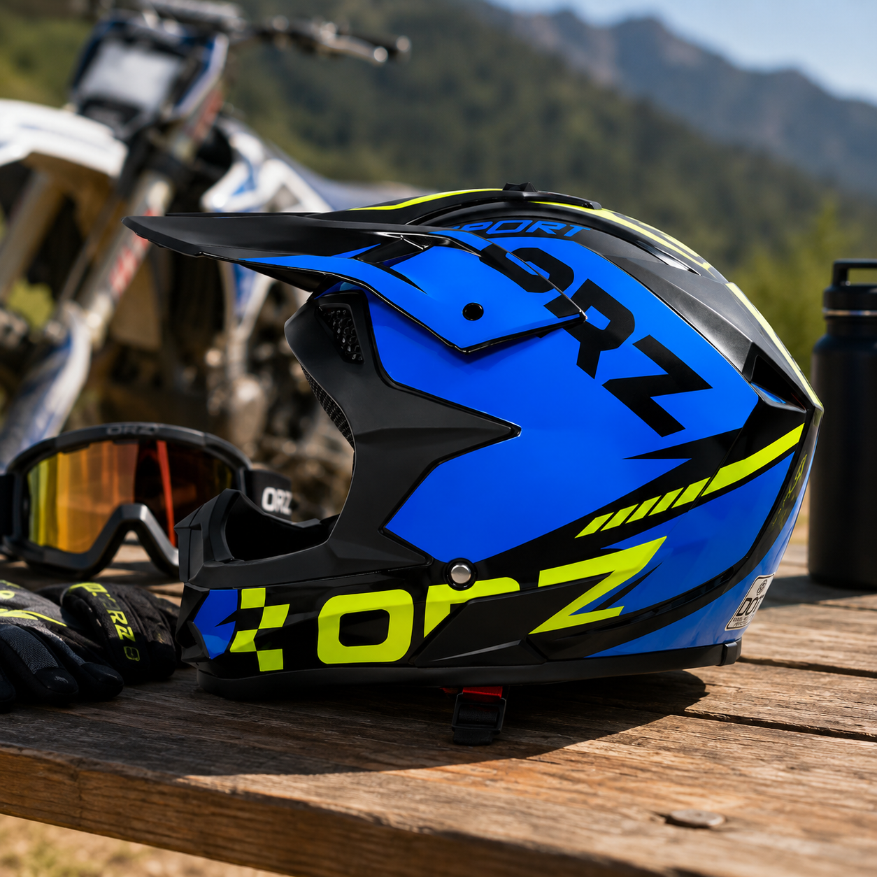 Casca Moto Enduro FIXATO Albastru Verde