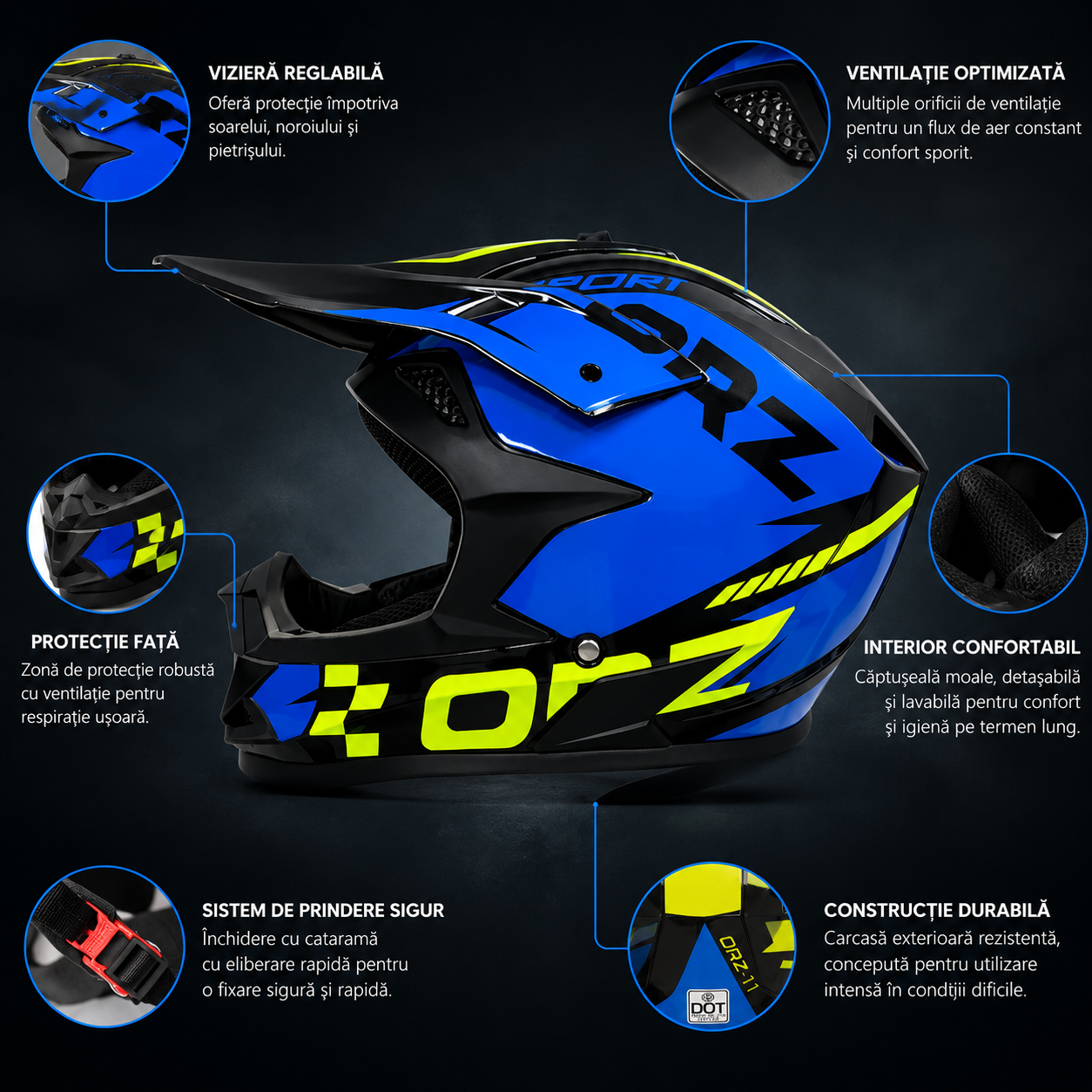 Casca Moto Enduro FIXATO Albastru Verde