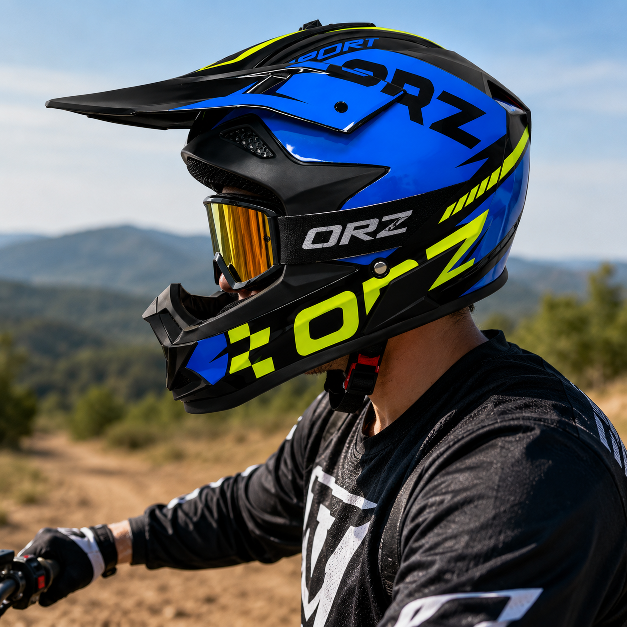 Casca Moto Enduro FIXATO Albastru Verde
